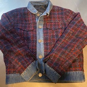 Tweed Denim Collar Jacket